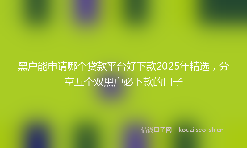 黑户能申请哪个贷款平台好下款2025年精选，分享五个双黑户必下款的口子