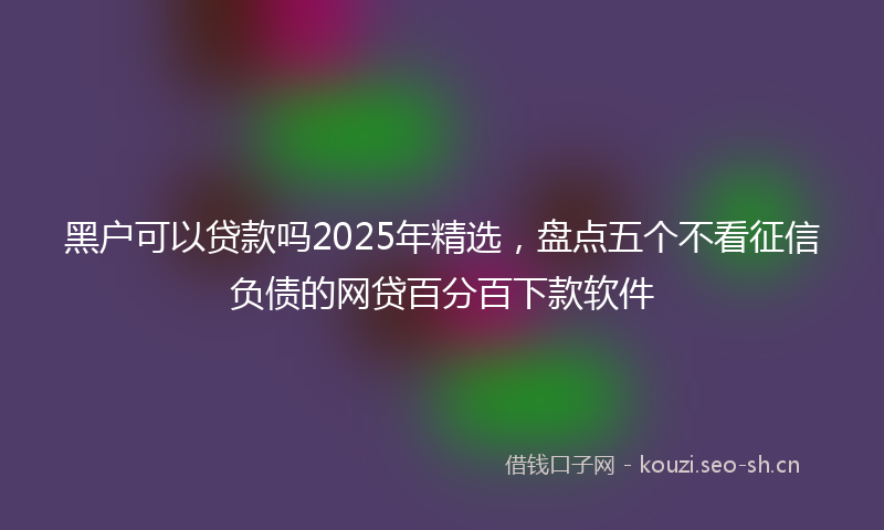黑户可以贷款吗2025年精选,盘点五个不看征信负债的网贷百分百下款软件