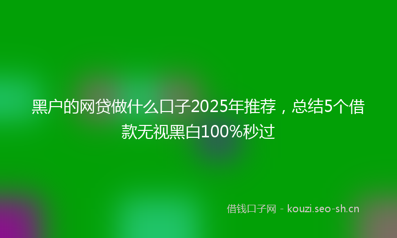 黑户的网贷做什么口子2025年推荐，总结5个借款无视黑白100%秒过