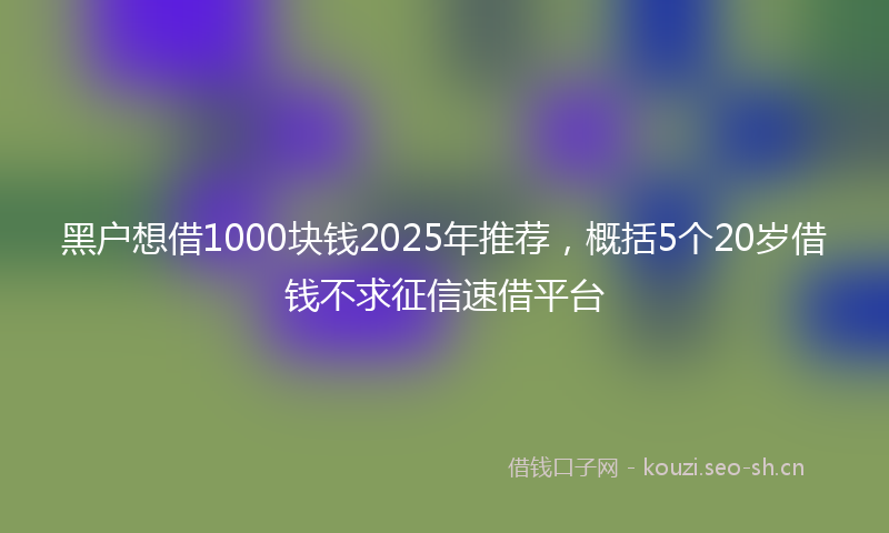 黑户想借1000块钱2025年推荐，概括5个20岁借钱不求征信速借平台