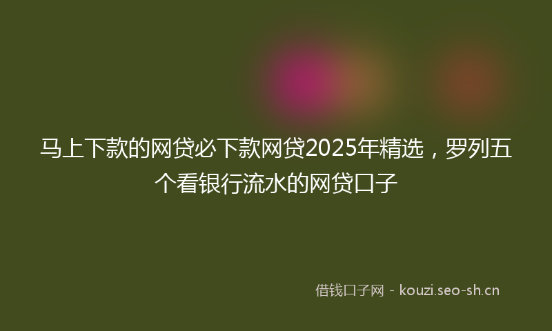 马上下款的网贷必下款网贷2025年精选，罗列五个看银行流水的网贷口子