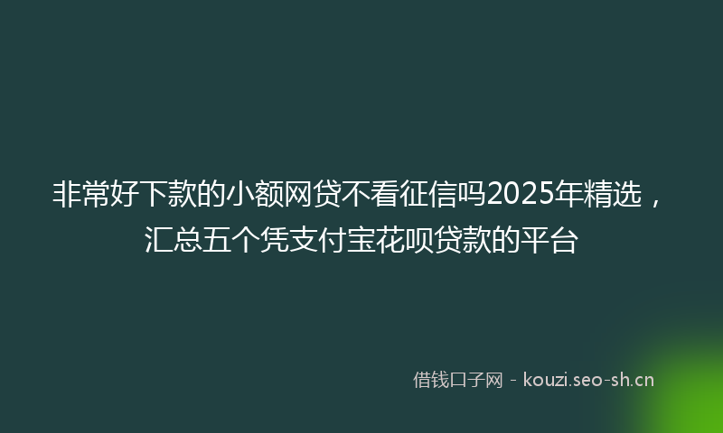非常好下款的小额网贷不看征信吗2025年精选，汇总五个凭支付宝花呗贷款的平台