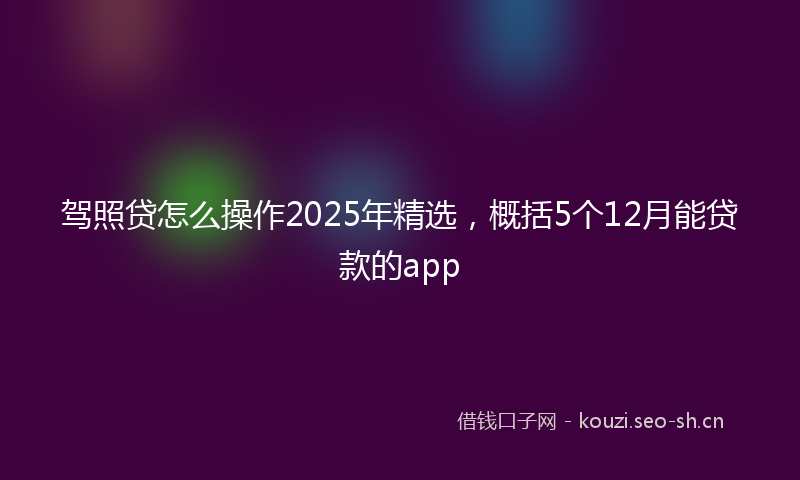驾照贷怎么操作2025年精选,概括5个12月能贷款的app