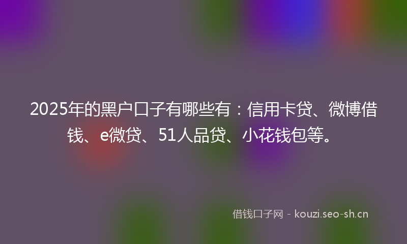 2025年的黑户口子有哪些有:信用卡贷、微博借钱、e微贷、51人品贷、小花钱包等。