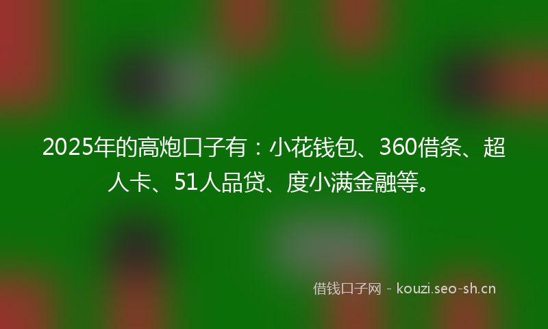 2025年的高炮口子有：小花钱包、360借条、超人卡、51人品贷、度小满金融等。