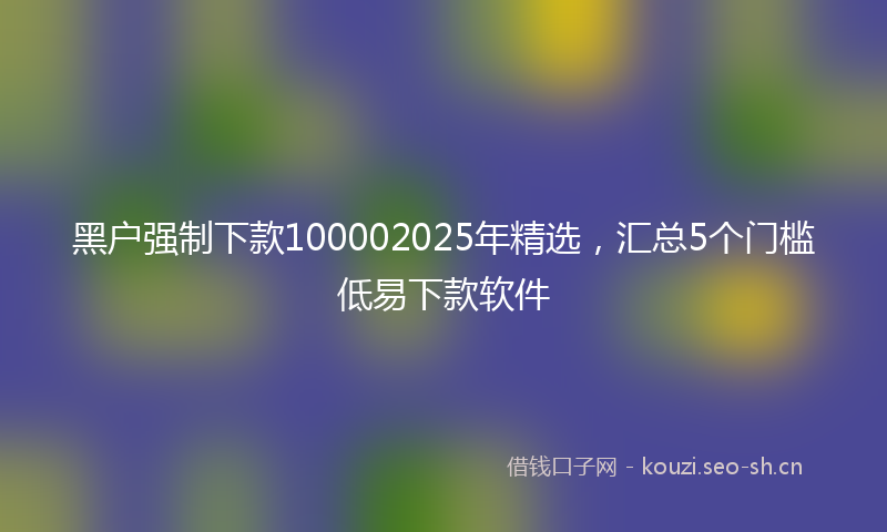 黑户强制下款100002025年精选,汇总5个门槛低易下款软件