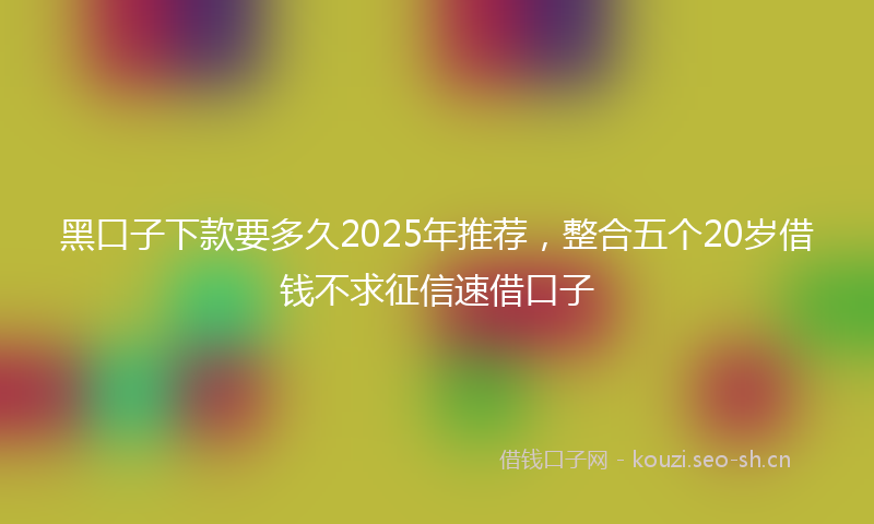 黑口子下款要多久2025年推荐，整合五个20岁借钱不求征信速借口子