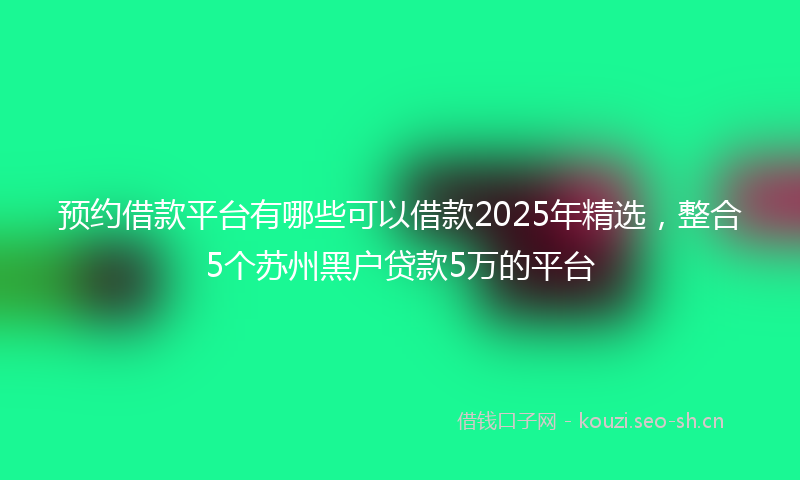 预约借款平台有哪些可以借款2025年精选，整合5个苏州黑户贷款5万的平台