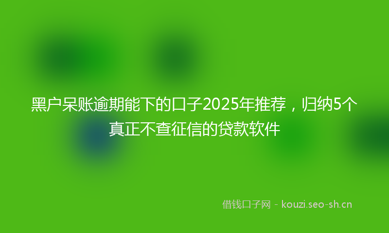 黑户呆账逾期能下的口子2025年推荐,归纳5个真正不查征信的贷款软件