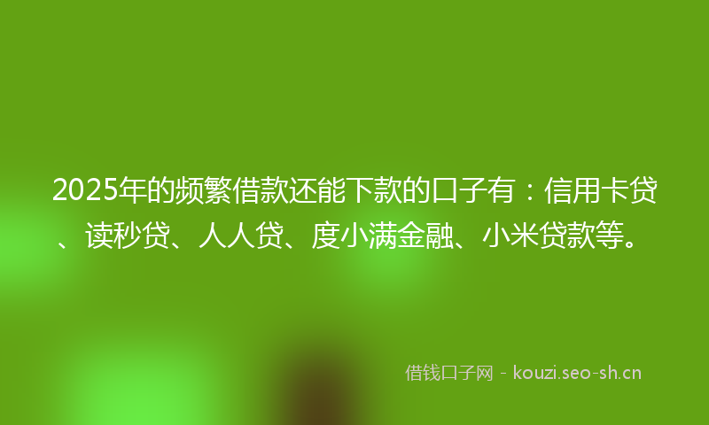 2025年的频繁借款还能下款的口子有：信用卡贷、读秒贷、人人贷、度小满金融、小米贷款等。