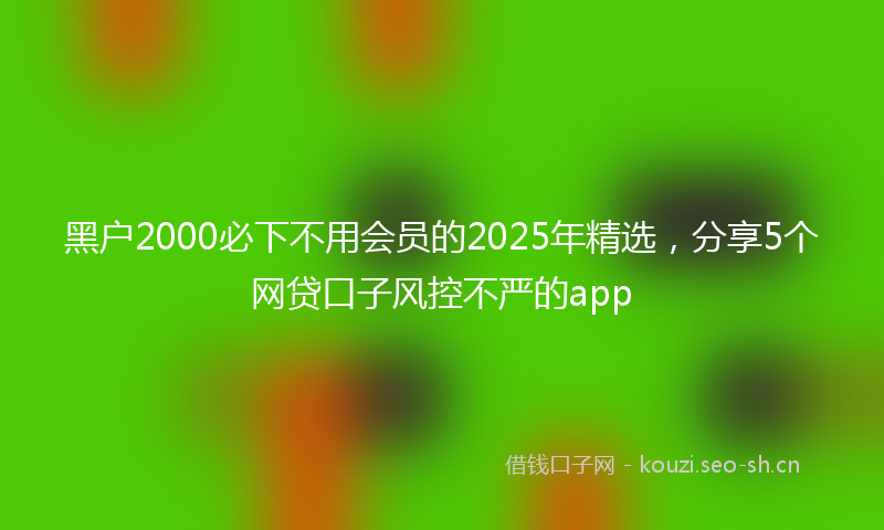 黑户2000必下不用会员的2025年精选，分享5个网贷口子风控不严的app