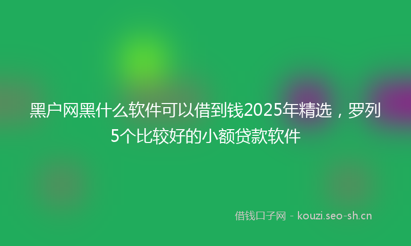 黑户网黑什么软件可以借到钱2025年精选，罗列5个比较好的小额贷款软件