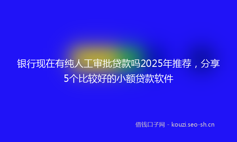 银行现在有纯人工审批贷款吗2025年推荐，分享5个比较好的小额贷款软件