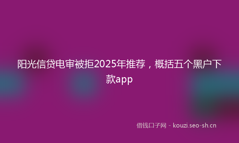 阳光信贷电审被拒2025年推荐，概括五个黑户下款app