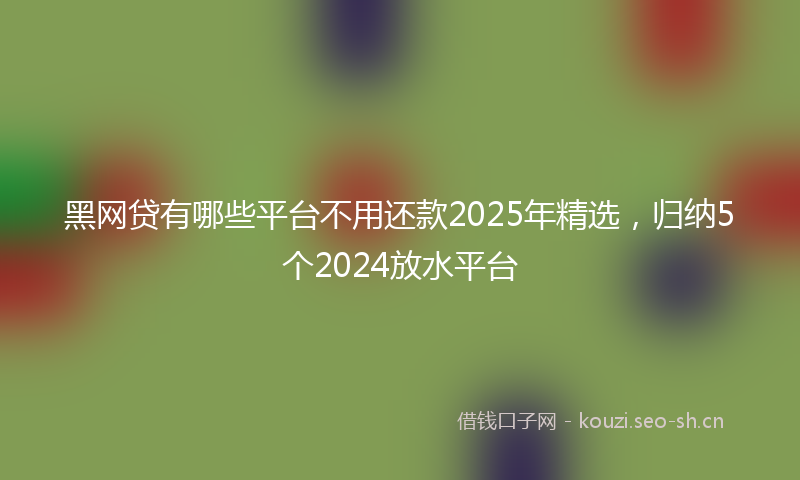 黑网贷有哪些平台不用还款2025年精选,归纳5个2024放水平台