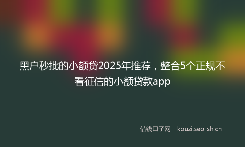 黑户秒批的小额贷2025年推荐，整合5个正规不看征信的小额贷款app