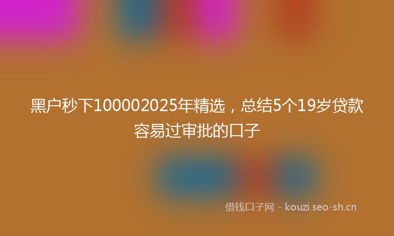 黑户秒下100002025年精选，总结5个19岁贷款容易过审批的口子