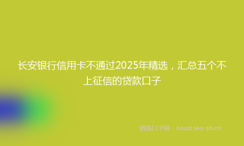 长安银行信用卡不通过2025年精选，汇总五个不上征信的贷款口子