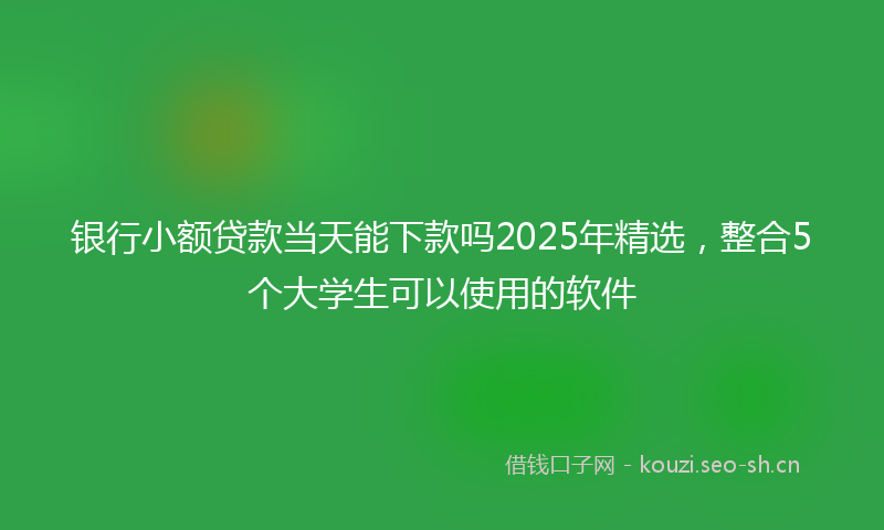 银行小额贷款当天能下款吗2025年精选，整合5个大学生可以使用的软件