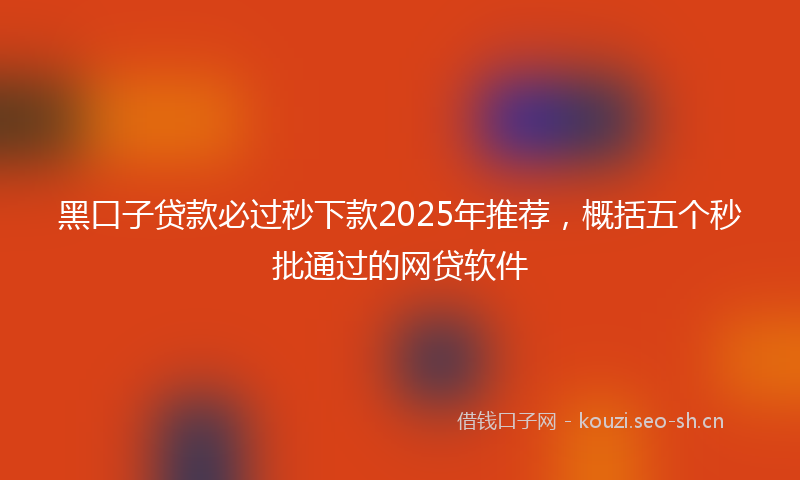 黑口子贷款必过秒下款2025年推荐，概括五个秒批通过的网贷软件