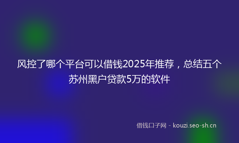 风控了哪个平台可以借钱2025年推荐，总结五个苏州黑户贷款5万的软件