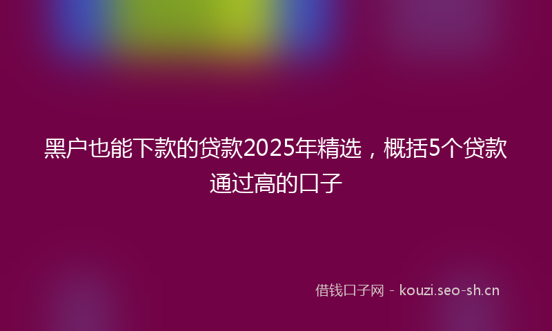 黑户也能下款的贷款2025年精选，概括5个贷款通过高的口子