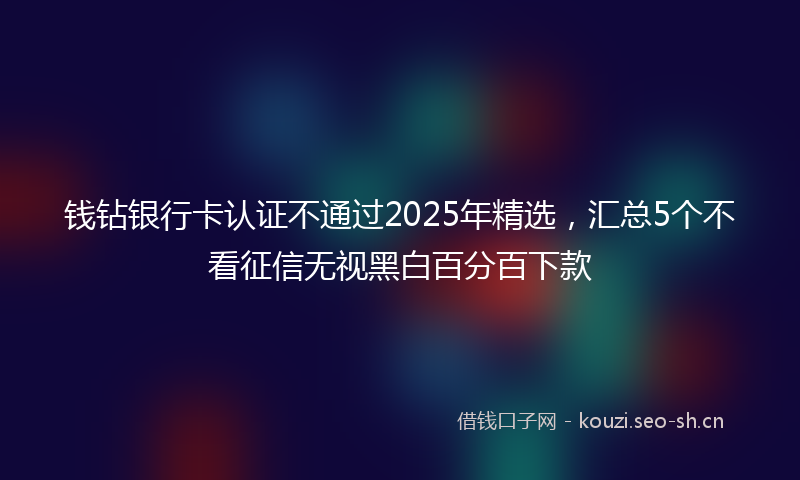 钱钻银行卡认证不通过2025年精选，汇总5个不看征信无视黑白百分百下款