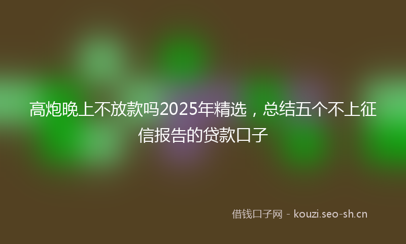 高炮晚上不放款吗2025年精选，总结五个不上征信报告的贷款口子