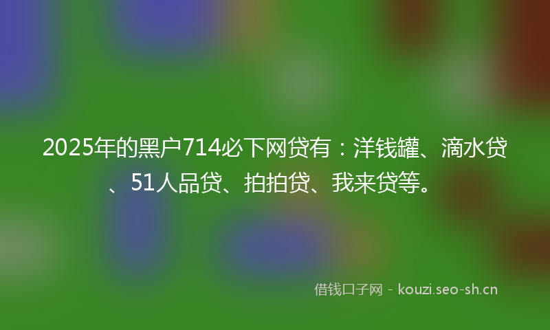 2025年的黑户714必下网贷有：洋钱罐、滴水贷、51人品贷、拍拍贷、我来贷等。