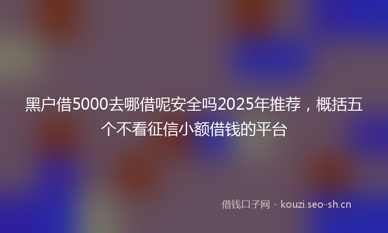 黑户借5000去哪借呢安全吗2025年推荐,概括五个不看征信小额借钱的平台