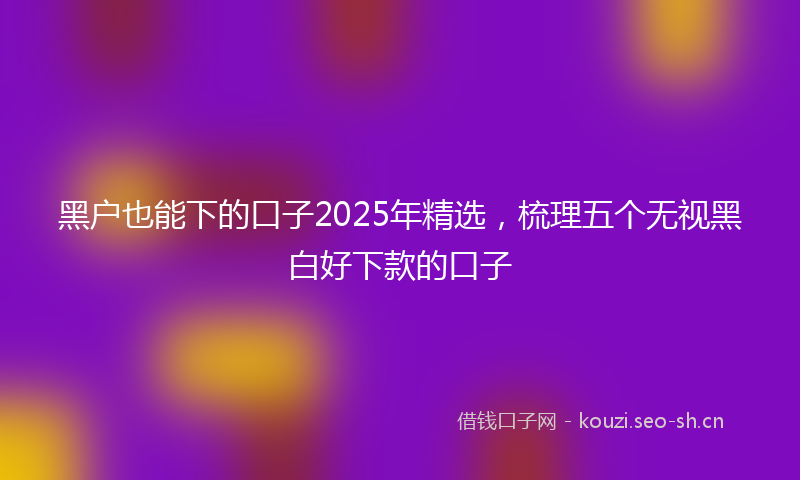 黑户也能下的口子2025年精选，梳理五个无视黑白好下款的口子