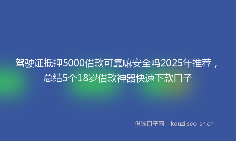 驾驶证抵押5000借款可靠嘛安全吗2025年推荐,总结5个18岁借款神器快速下款口子