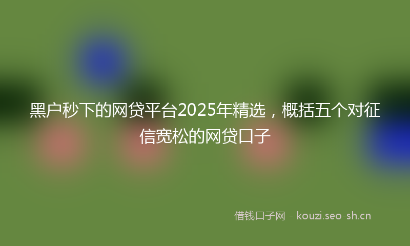黑户秒下的网贷平台2025年精选，概括五个对征信宽松的网贷口子