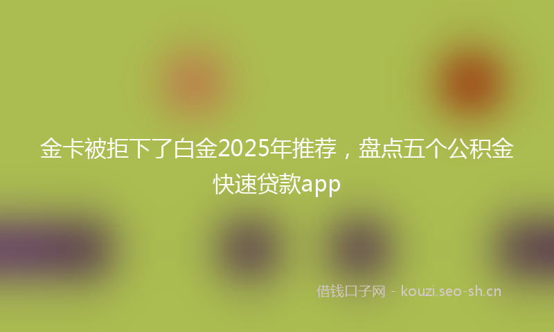金卡被拒下了白金2025年推荐,盘点五个公积金快速贷款app