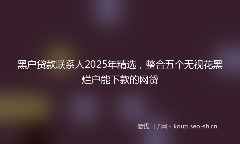 黑户贷款联系人2025年精选，整合五个无视花黑烂户能下款的网贷