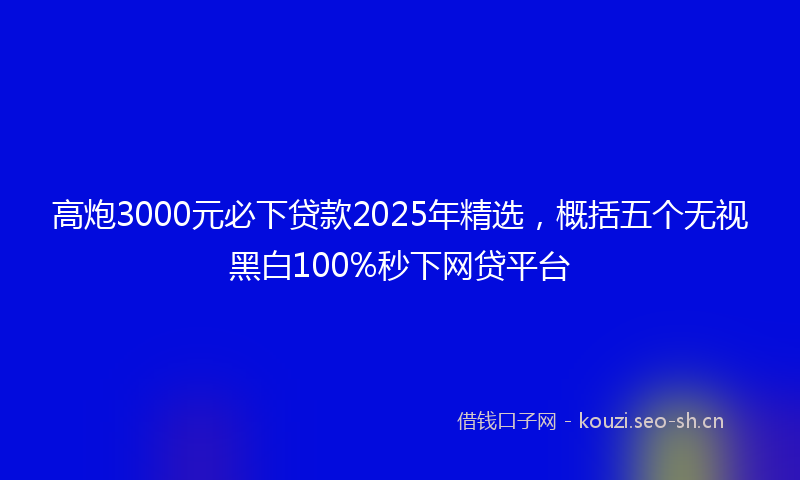 高炮3000元必下贷款2025年精选，概括五个无视黑白100%秒下网贷平台