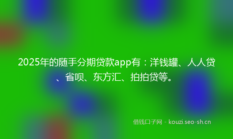 2025年的随手分期贷款app有：洋钱罐、人人贷、省呗、东方汇、拍拍贷等。