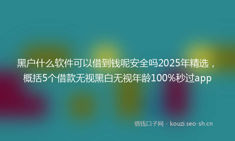黑户什么软件可以借到钱呢安全吗2025年精选，概括5个借款无视黑白无视年龄100%秒过app