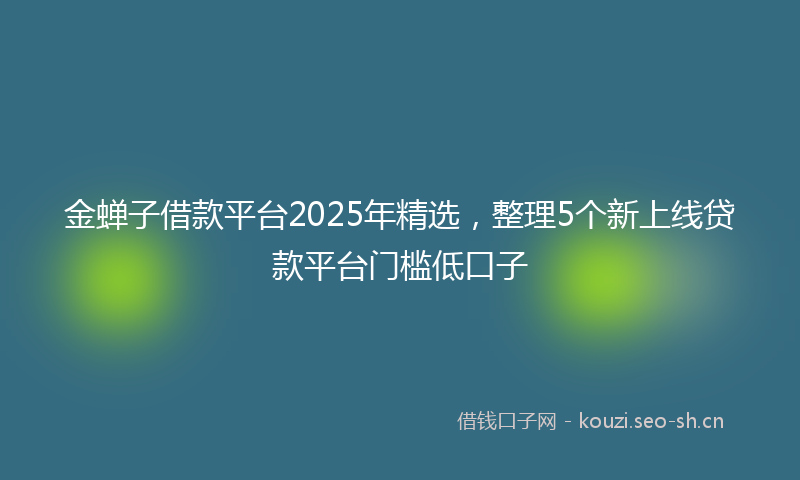 金蝉子借款平台2025年精选，整理5个新上线贷款平台门槛低口子