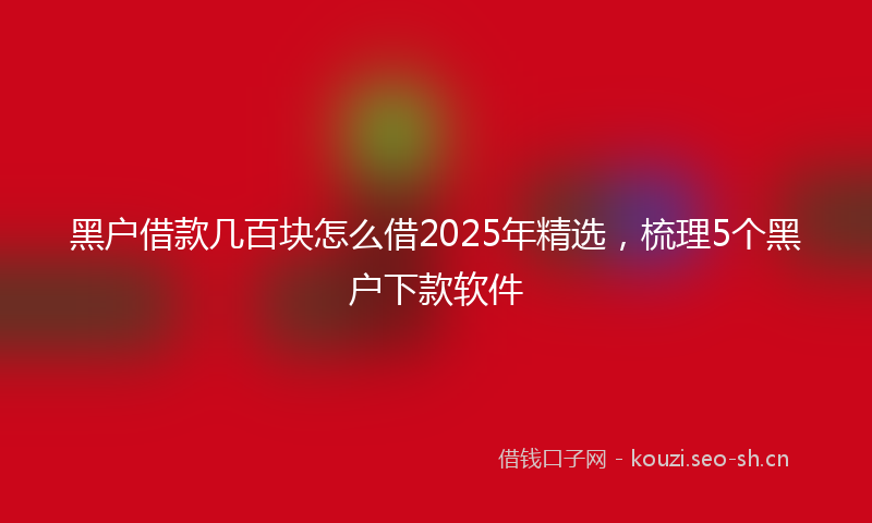 黑户借款几百块怎么借2025年精选，梳理5个黑户下款软件