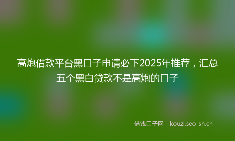 高炮借款平台黑口子申请必下2025年推荐，汇总五个黑白贷款不是高炮的口子
