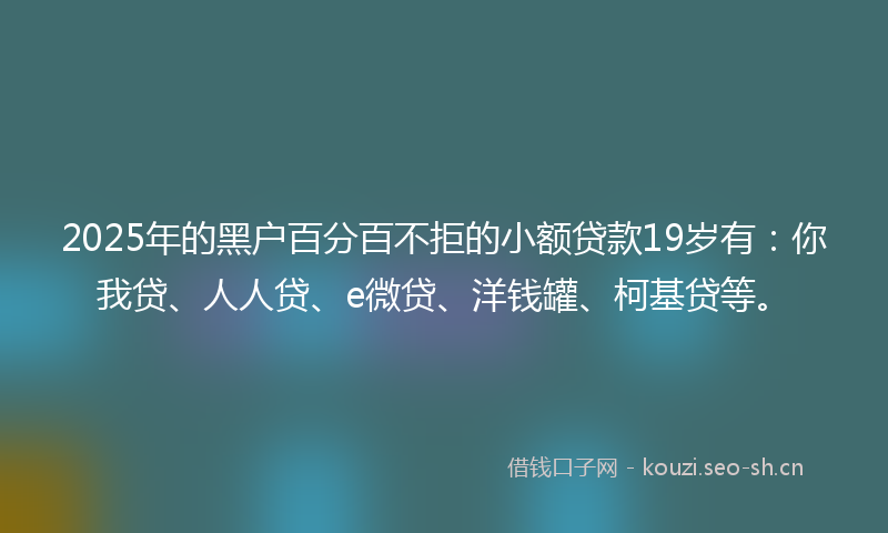 2025年的黑户百分百不拒的小额贷款19岁有：你我贷、人人贷、e微贷、洋钱罐、柯基贷等。