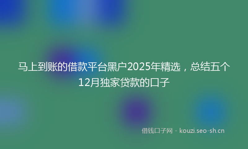 马上到账的借款平台黑户2025年精选，总结五个12月独家贷款的口子