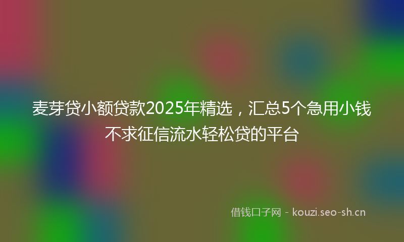 麦芽贷小额贷款2025年精选，汇总5个急用小钱不求征信流水轻松贷的平台