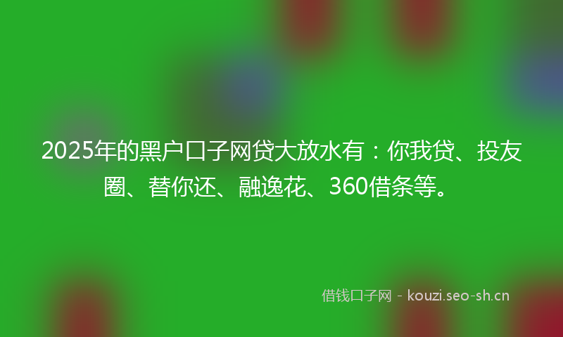 2025年的黑户口子网贷大放水有:你我贷、投友圈、替你还、融逸花、360借条等。