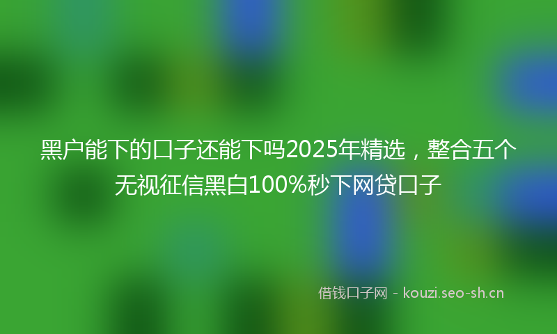 黑户能下的口子还能下吗2025年精选，整合五个无视征信黑白100%秒下网贷口子