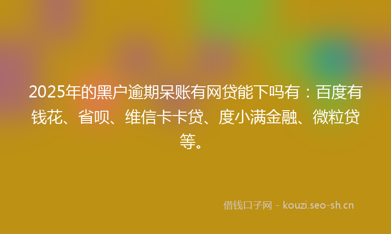 2025年的黑户逾期呆账有网贷能下吗有：百度有钱花、省呗、维信卡卡贷、度小满金融、微粒贷等。