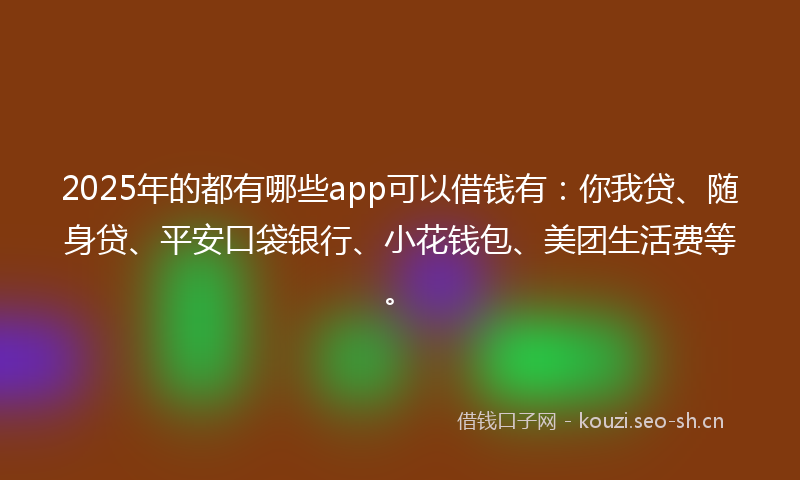 2025年的都有哪些app可以借钱有:你我贷、随身贷、平安口袋银行、小花钱包、美团生活费等。