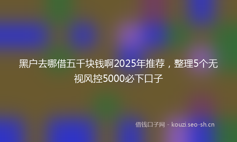 黑户去哪借五千块钱啊2025年推荐,整理5个无视风控5000必下口子