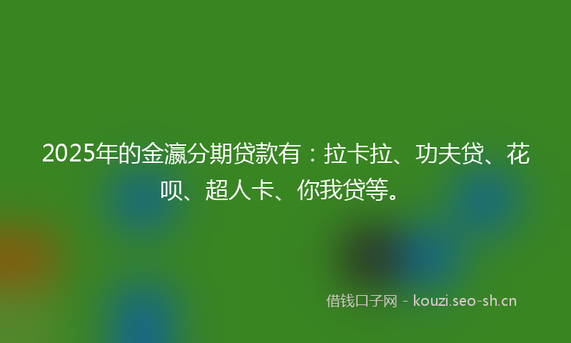 2025年的金瀛分期贷款有:拉卡拉、功夫贷、花呗、超人卡、你我贷等。